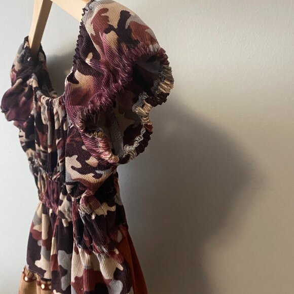 Handmade Children's 100% Cotton Corduroy Brown Tan Multicolour Dress - Picture 13 of 15